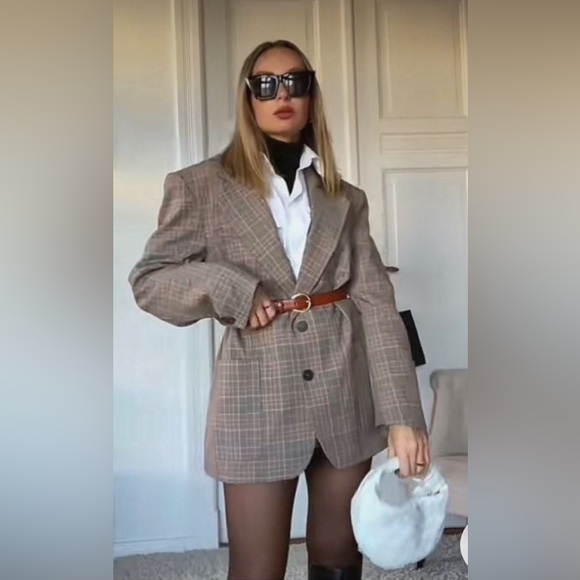 Oscar de la Renta Jackets & Blazers - OSCAR DE LE RENTA PLAID LAMBSWOOL BLAZER